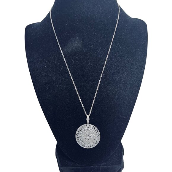 Affinity Diamonds Sterling Silver Necklace With Round Diamond Pendant (5999) - Picture 3 of 8